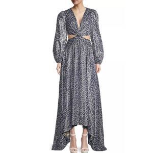 NWT Ramy Brook Floral Delmi Cut Out Detail Shimmering Maxi Dress Size 0